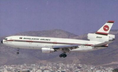 Biman Bangladesh Airlines DC-10-30 S2-ACO @ Athens Hellinikon 1986 - postcard