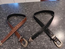 VTG Textured Faux Leather Buckle Belt Western Style faux skin design