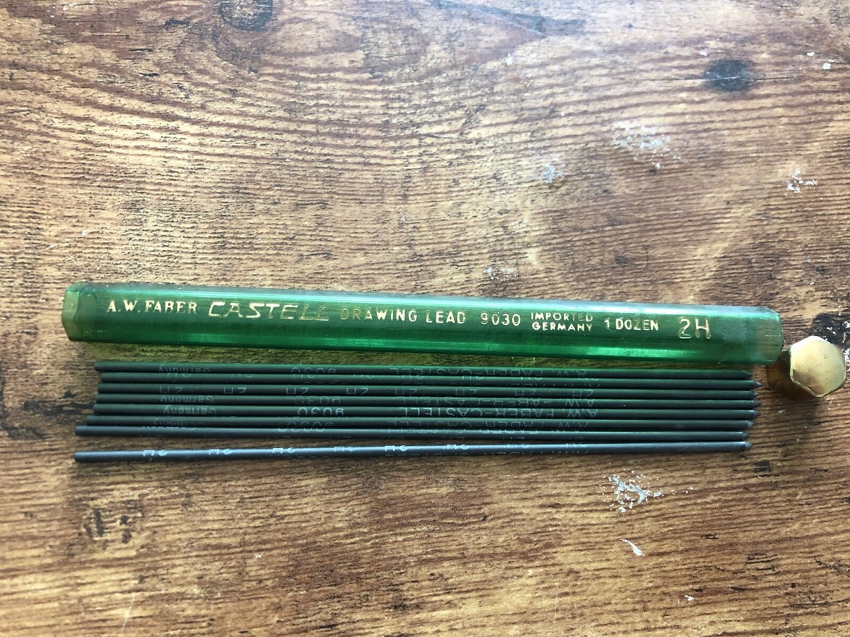 Vintage AW FABER Castell Drawing Lead 7pcs Refill Vials #9030
