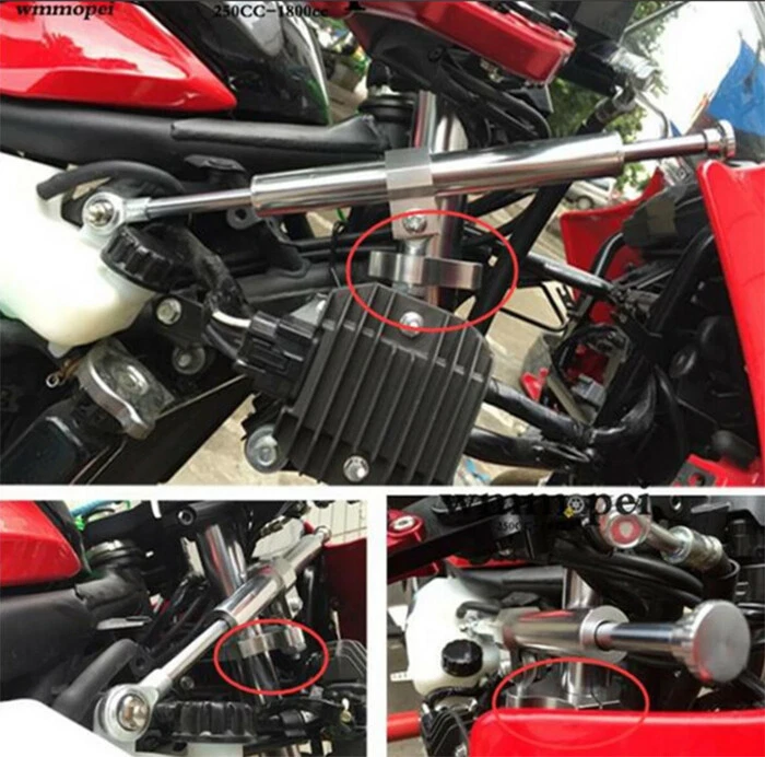 Linear Reversed Safe Control Silver CNC Steering Damper Motorcycle Stabilizer - Image 3 of 4