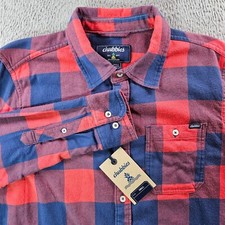 NWT Chubbies Classic Flannel Shirt Men Small Button Up Red Blue Plaid