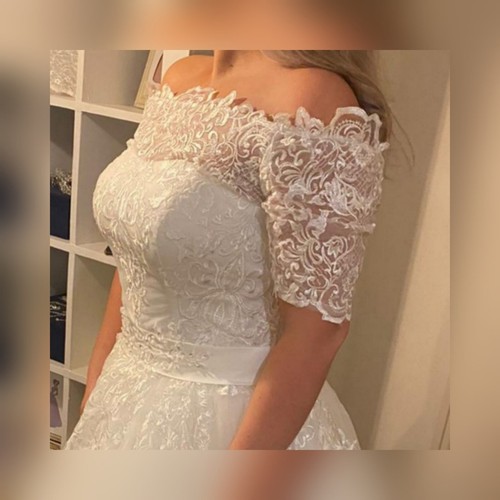 Beautiful Floor Length Ivory Wedding Dress With Corset Back.....uk 12 - Picture 3 of 8