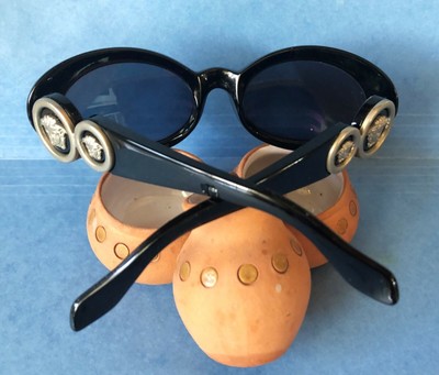 New Discontinued GIANNI VERSACE Sunglasses Black w/ Silver Double Medusa  Design | eBay