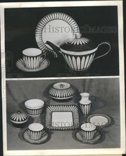 1960 Press Photo Spode china tea set designed by Princess Margaret. - RSH62875