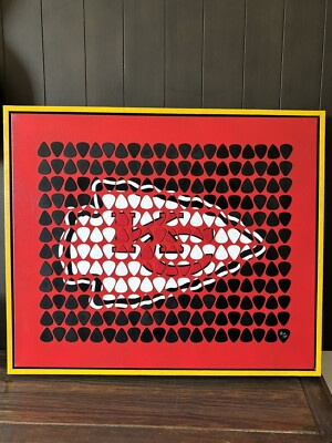Original Kansas City Chiefs Guitar Pick Painting Framed