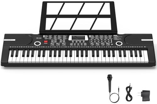 61 keys keyboard piano, Electronic Digital Piano with Built-In Speaker Black