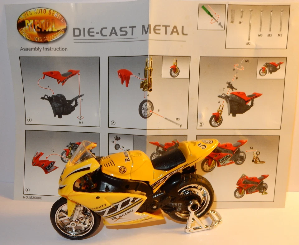 jaune METAL MOTO SUPER RACING 1/18 HONDA YAMAHA DUCATI SUZUKI APRILIA KAWASAKI 5 - Photo 4/4
