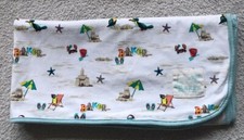 Ted Baker Baby Boy White Beach Blanket Pram Cot Moses Pushchair Approx 70x70cm