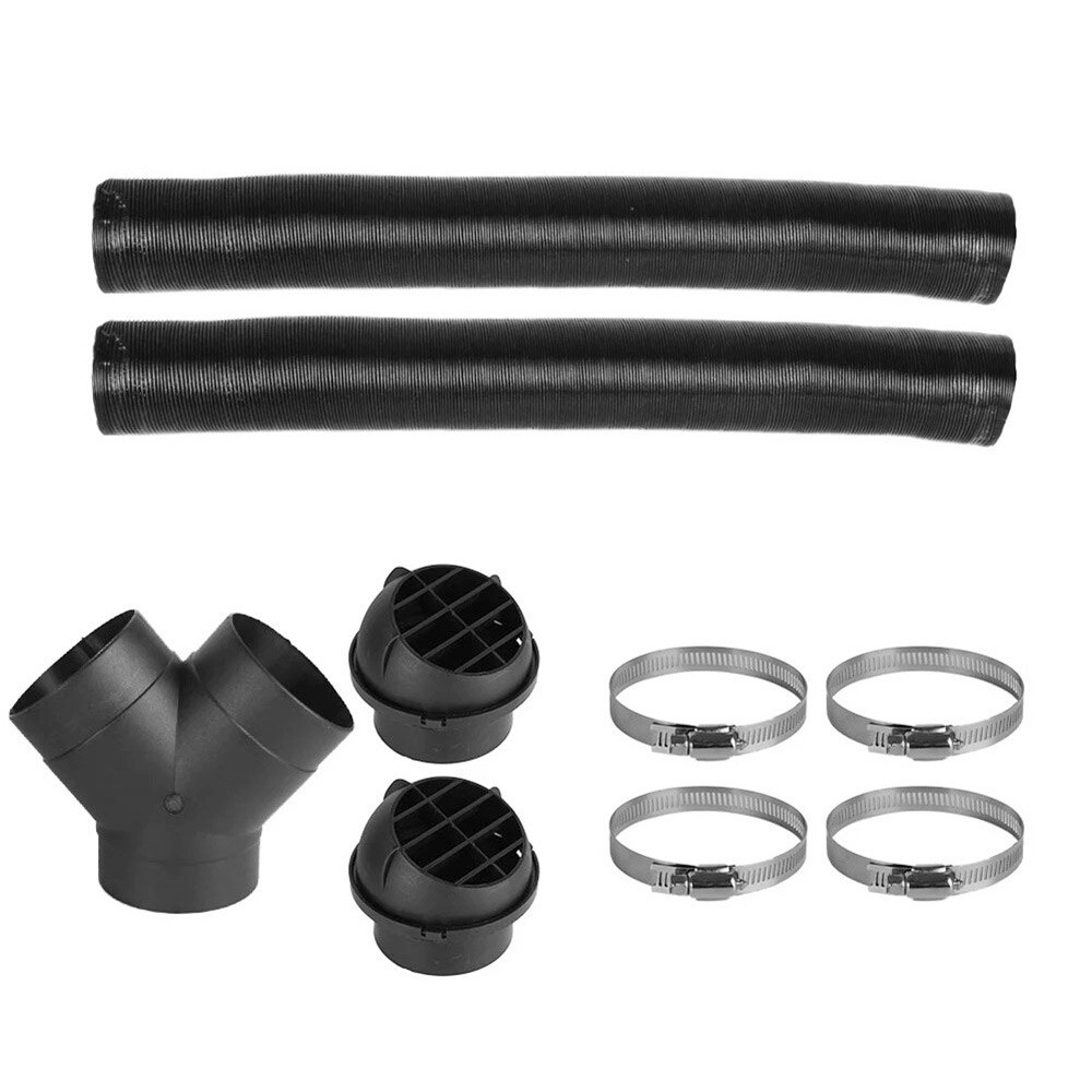 2X, 75mm Car Auto Heater Pipe Duct Y Piece Warm Air Outlet Vent Hose Clips Set For Parking Heater