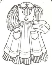 23-24" DOLL Nurse DRESS PATTERN German French ANTIQUE vintage look 1161