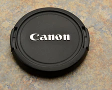 Genuine Canon EOS E 52mm Snap-On Front Lens Cap Chrome Logo 50mm 1.8 (#2988)