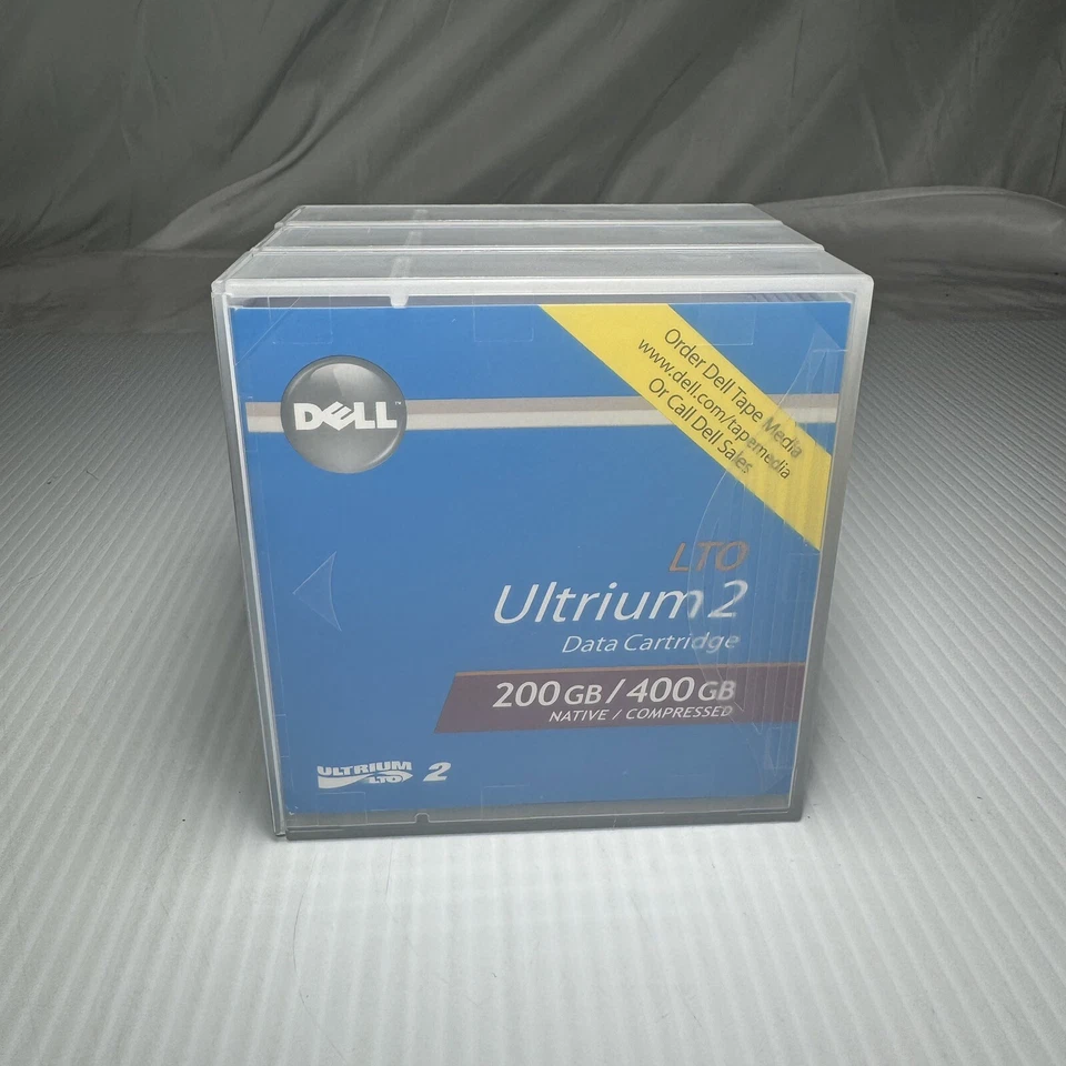 Nuevo cartucho de datos genuino Dell 200 GB / 400 GB LTO Ultrium 2 OEM 3 piezas (3 unidades) Foto 2 de 4