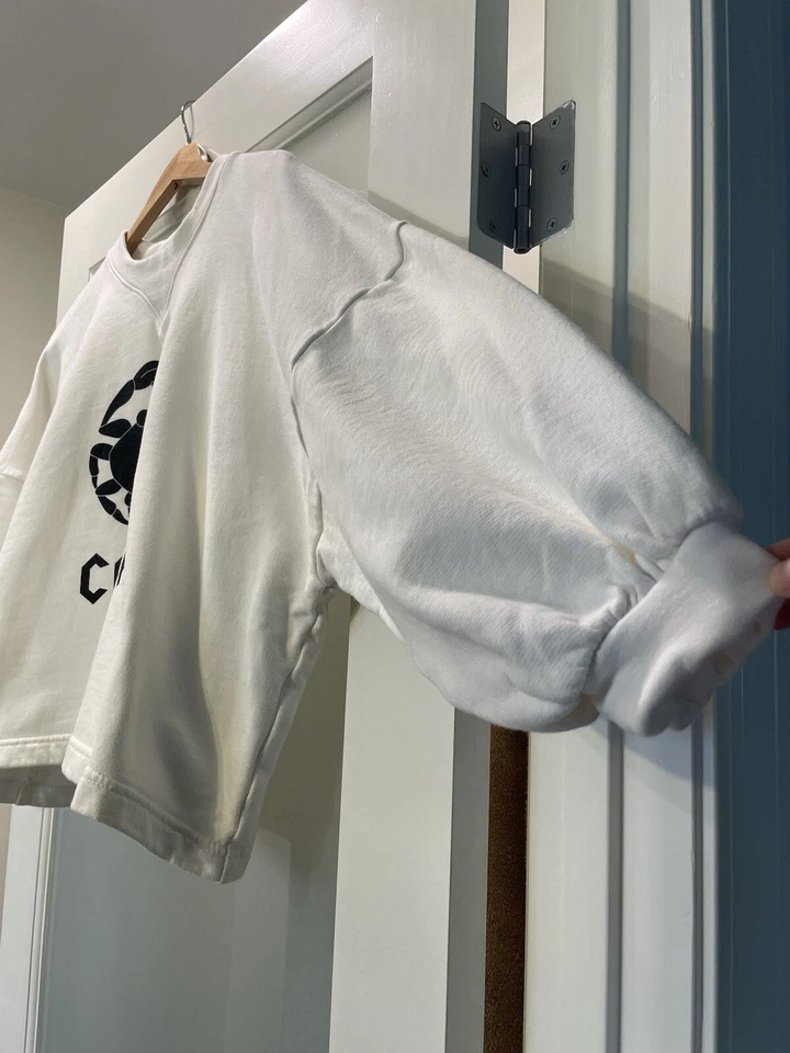 Sudadera Rebecca Minkoff Blanca De Gran Tamaño Elegante Negra Cáncer Astrología Gráfico Foto 4 de 4