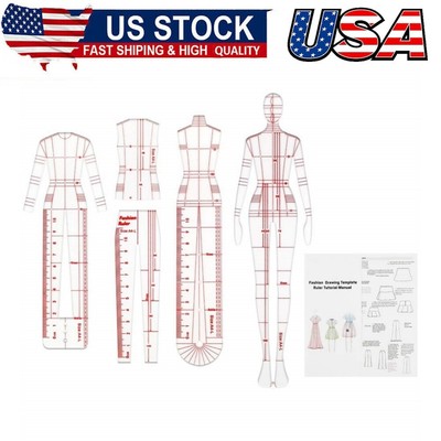 4Models Fashion Illustration Rulers,Fashion Sketching Templates Ruler Measuring