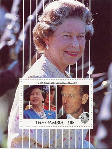 VINTAGE CLASSICS - Gambia 1991 Queen Elizabeth Souvenir Stamp sheet Scott 1088