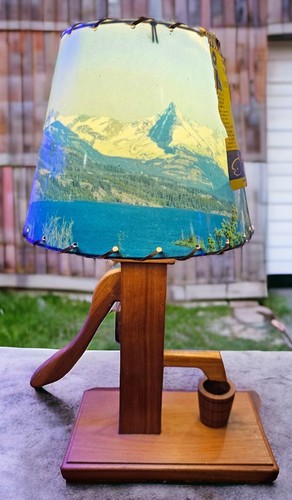 RARE 1950s Hamilton Industries Well Pump Wood Table Lamp W/ Original Shade...