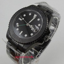 40mm Tandorio Black Sterile Dial PVD NH34A GMT Sapphire Automatic Mens Watch
