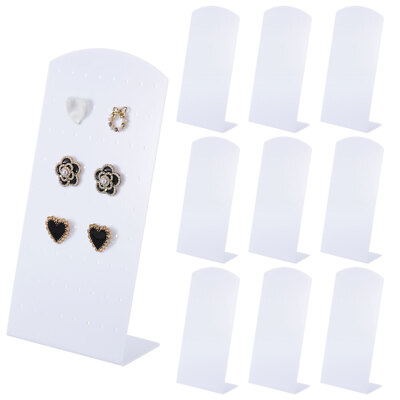 10pcs Plastic Earring Display Holder, L Shape Ear Organizer White