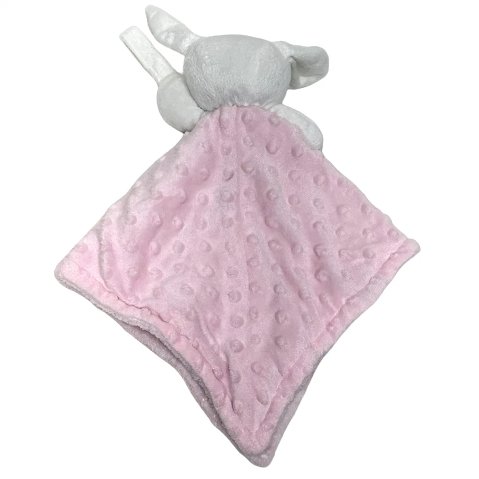 Mantas y Beyond Rosa Blanco Minky Conejo Bebé Manta de Seguridad Lovey Foto 3 de 4