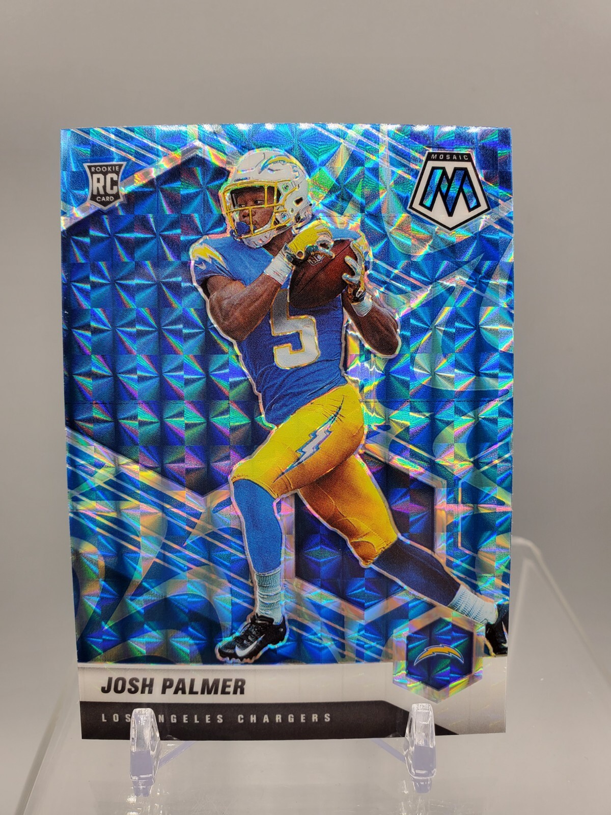 2021 Panini Mosaic #329 Josh Palmer Blue Reactive Mosaic Prizm Rookie Card
