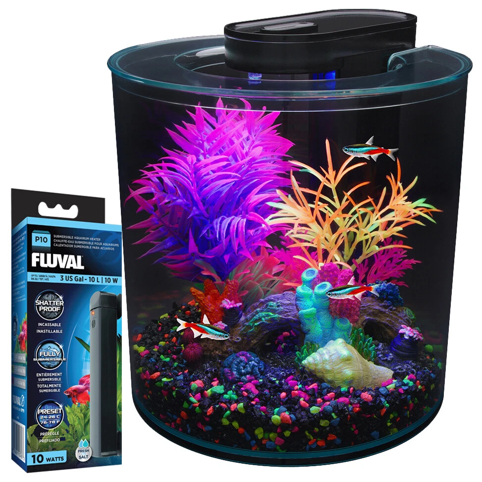 Marina iGlo 360 Aquarium Tropical Fish Tank 10L Starter Kit LED Lighting  Heater