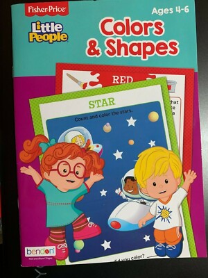 LITTLE PEOPLE BOOK COLORS & SHAPES FISHER PRICE WORKBOOK KIDS LEARNING ...