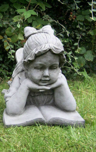 Little Girl Reading Statue Outdoor Garden Ornament Antique Decor Hand Cast