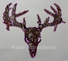 Pink Brown Camo Zombie Deer Skull Vinyl Sticker Decal Hunting Buck Whitetail Pink Brown Camo Zombie Deer Skull Vinyl Sticker Decal Hunting Buck Whitetail