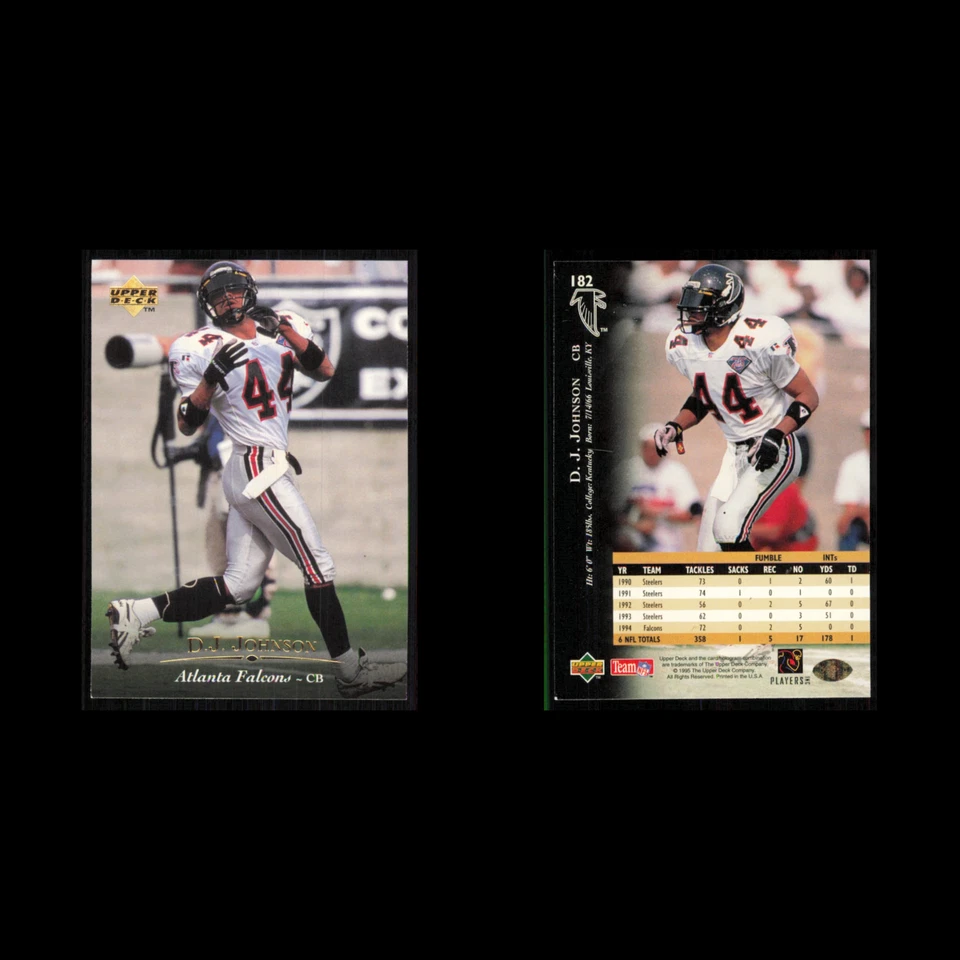 D.J. Johnson #182 1995 Upper Deck Atlanta Falcons Football Card NFL NM - Image 3 of 3