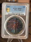 Toned 1993 American Silver Eagle $1 PCGS MS65