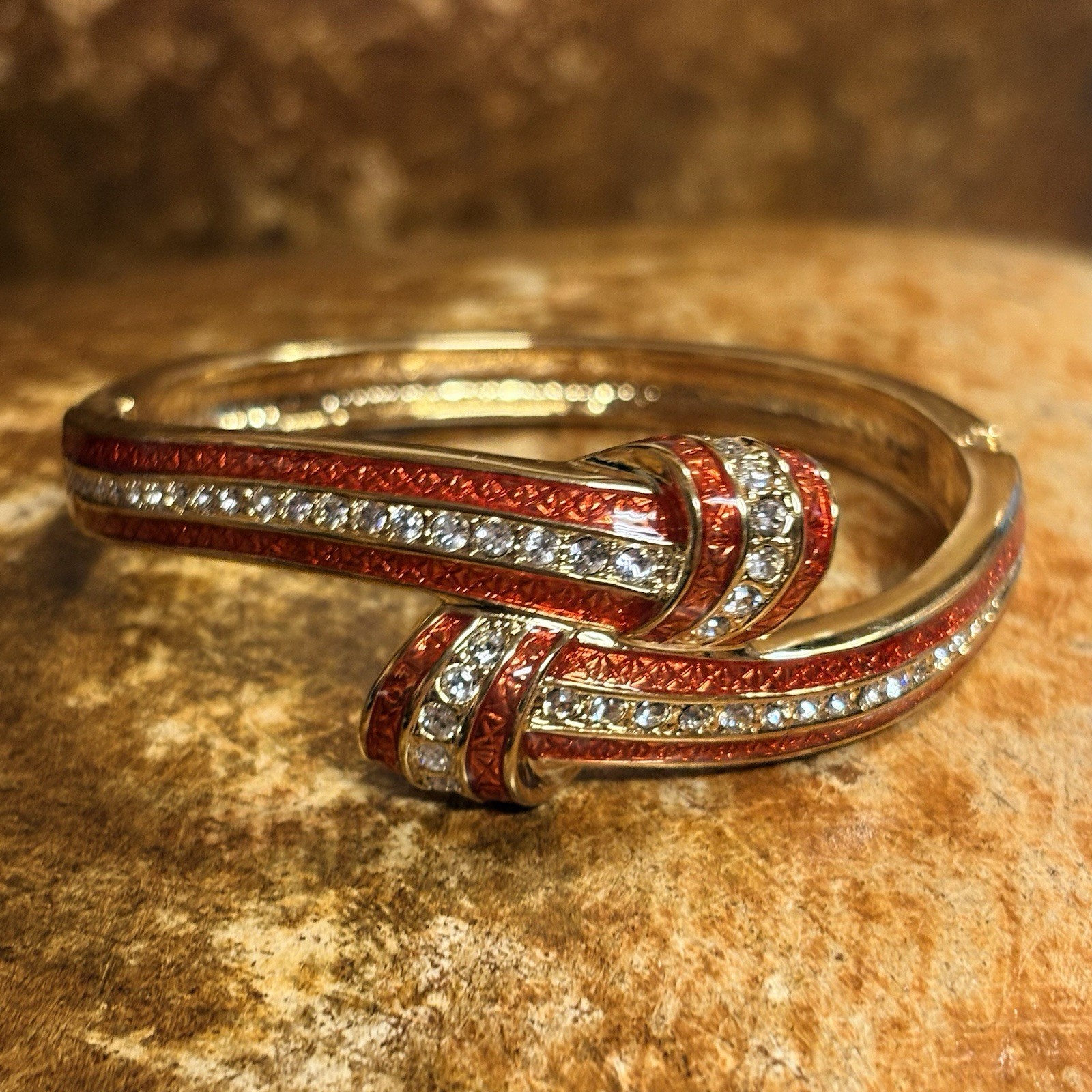 Camrose & Kross (JBK) Bracelet Gold, Red and Clear Crystals Vintage