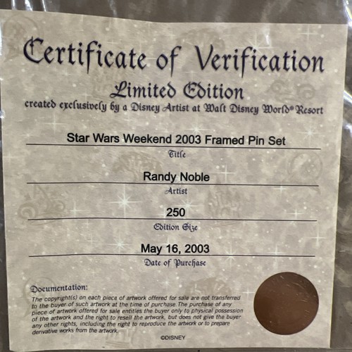 Star Wars Disney FRAMED Randy Noble PIN SET WDW LE 250 ORLANDO 2003 - Picture 4 of 4