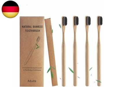 Bambus Zahnbürsten 4 Stück, Bamboo Toothbrush 20.000 Extra weiche Borsten BPA f