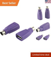 Versatile 2PCS Purple USB to PS/2 Adapter - Connect Your Keyboard  Mouse Easily