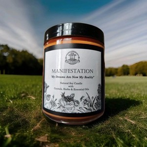 MANIFESTATION Affirmation Crystal Candle Wealth Prosperity Success Wiccan Pagan 