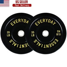 Olympic Bumper Weight Plates Set Durable High-Density Rubber 35 Lb Pair Gym New