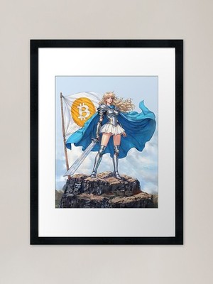 BTC Warrior,Bitcoin woman,anime art Framed Wall Art Poster Canvas Print Picture