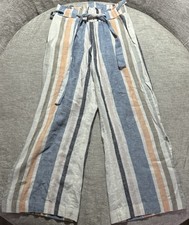 Indigo Rein Women's Linen Blend Pants Size Medium Boho Nautical Wide Leg Colors