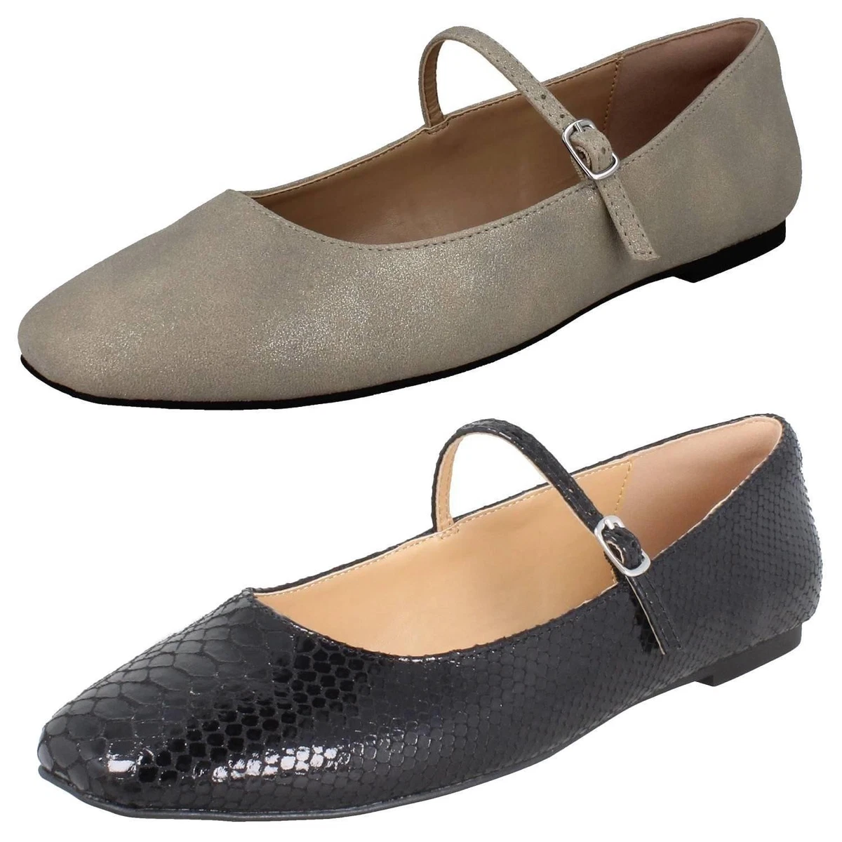 Clarks Suttyn May - Scarpa Mary Jane Donna In Pelle Nera Con Zeppa Scolpita, Plantare Ultimate Comfort, Suola Flessibile E Antiscivolo. Eleganti E Comode. - 3