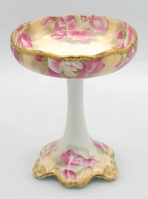 Antique T.V. Limoges France Déposé Hand Painted New Palissy Compote 6.25''. Exc