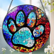 Stained Glass Window Hanging, Pet Memorial Suncatcher Ornament, Dog Memorial Gi