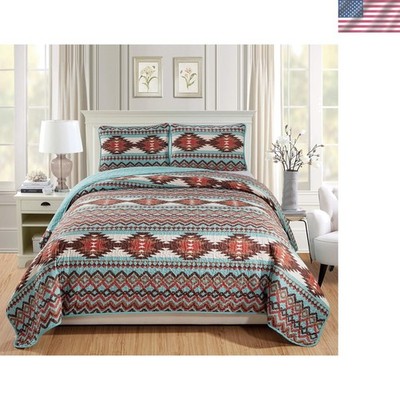 Machine Washable Twin Quilt Set with Pillow Sham - Rustic Southwestern Aesthetic