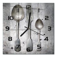 Glas-Wanduhr Glasuhr Aus GehäRtetem Glas Besteck Schwarze Zeiger 30X30 Cm