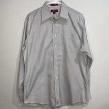 Nordstrom Smartcare Wrinkle Free Dress Shirt Men 15   35 Gray Pinstripe Cotton