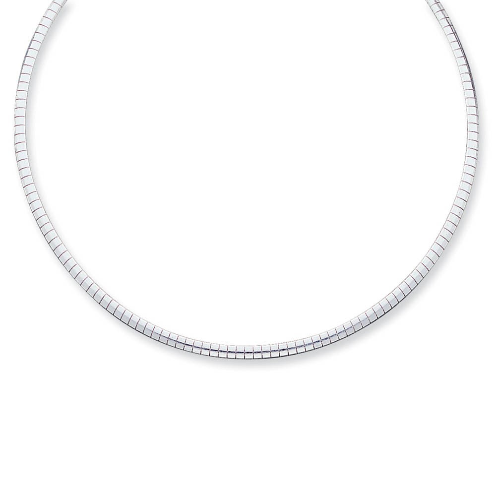 3mm Sterling Silver Domed Hollow Cubetto Chain Necklace, 16 Inch
