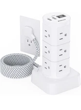 Power Strips with Surge Protection, Flat Plug Power Strip with 12 Outlets 4 USB