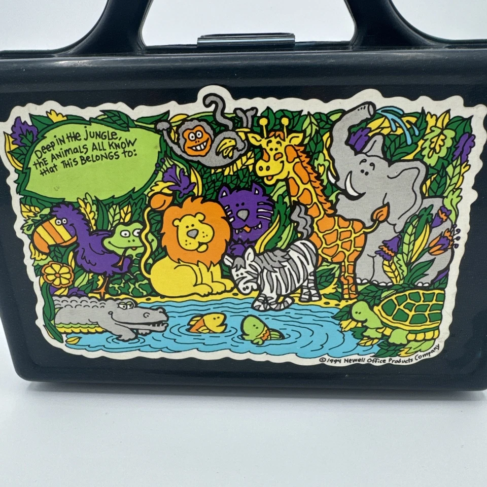 Caja de lápices DEEP IN JUNGLE Rain Forest estuche 1995 tucán cebra vintage años 90 escuela Foto 3 de 4