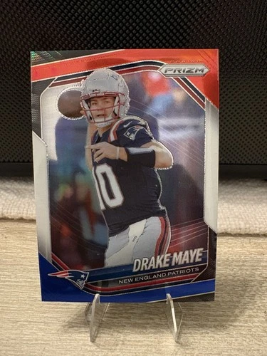 2025 Panini Prizm #165 Drake Maye Red White Blue Prizm New England Patriots