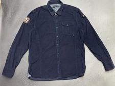 Napapijri Men s Blue Corduroy Long Sleeve Button Up Shirt Size Large XL Slim