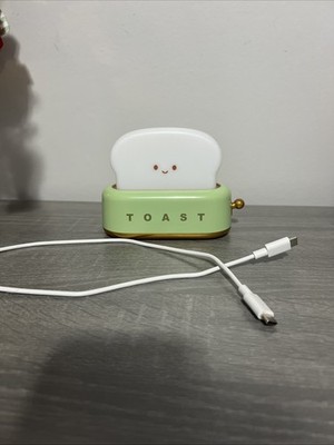 Desk Decor Toaster Lamp, Rechargeable Small Lamp with Smile Face Toast Bread Cut